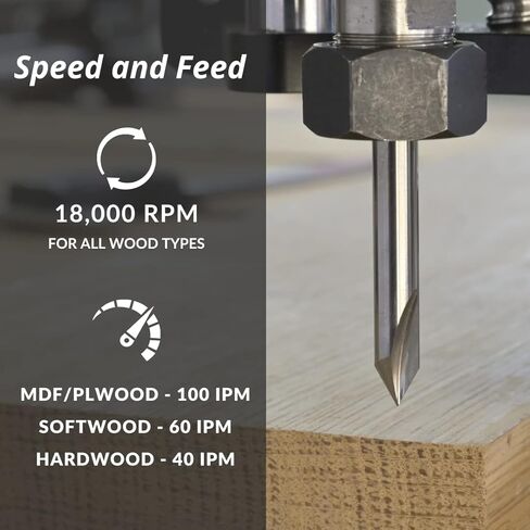 ROUTYBITS - 60 Degree - V Bit Engraver - 1/4 Inch Shank, Solid Carbide, Engraving, CNC Router Bits in Kuwait