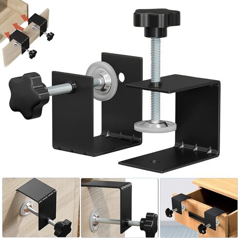 مشبك تثبيت امامي للدرج | عبوة من قطعتين من مشابك تركيب الخزائن على شكل حرف C | مشبك تثبيت الادراج والمقابض، ادوات مرنة لتحديد موضع ثقب المثقاب in Kuwait