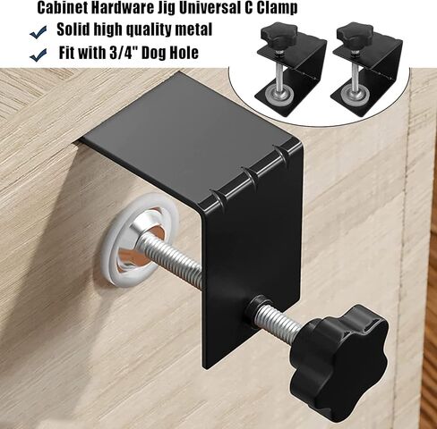 مشبك تثبيت امامي للدرج | عبوة من قطعتين من مشابك تركيب الخزائن على شكل حرف C | مشبك تثبيت الادراج والمقابض، ادوات مرنة لتحديد موضع ثقب المثقاب in Kuwait