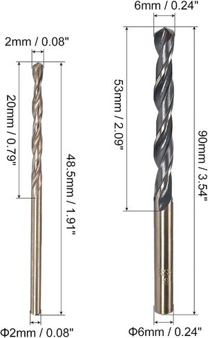 uxcell Drill Bits Set, Titanium Nitride Coated High Speed Steel 4341 Straight Round Shank Drilling Cutter for Stainless Steel Alloy Copper, (5pcs of 2mm, 2pcs of 6mm) in Saudi Arabia