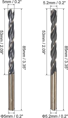 uxcell Drill Bits Set, Titanium Nitride Coated High Speed Steel 4341 Straight Round Shank Drilling Cutter for Stainless Steel Alloy Copper, (5pcs of 5mm, 5pcs of 5.2mm) in Saudi Arabia