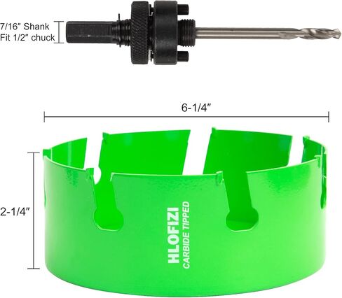 HLOFIZI 4-1/8" Carbide Tipped Hole Saw for 4 Inch Recessed Lights, and Dryer Vent, Cutting Hardwood, Drywall, Plaster, Ceiling Sheetrock, Fiberglass, 5X Faster, Green in Saudi Arabia