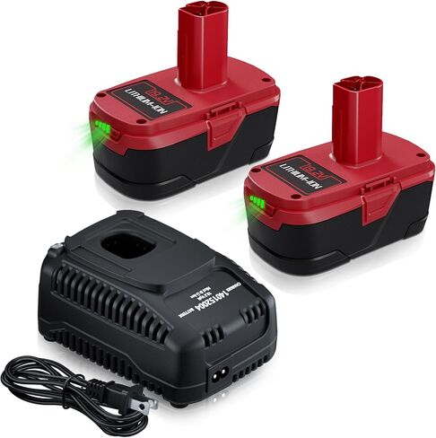 بديل 7.0 أمبير لبطارية Craftsman 19.2 فولت، متوافق مع مجموعة بطارية وشاحن Craftsman 19.2 فولت C3 1323903 130279005 130211004 11045 315.115410 مع شاحن بطارية 19.2 فولت (عبوتان) in Kuwait