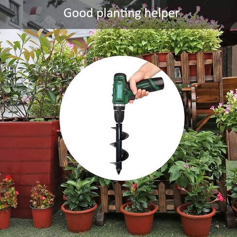 هوي شوانغ تيكنولوجي لقمة مثقاب كهربائي للحديقة مقاس 3 انش × 12 انش، اداة زراعة يدوية للزراعة بلمبة حلزونية للحدائق، مثقاب ثقب عمود اوجير للزراعة (قطر 3 انش، طول 12 انش) (8×30 سم) in Kuwait