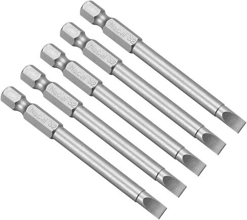 uxcell 5 Pcs 3mm Slotted Tip Magnetic Flat Head Screwdriver Bits, 1/4 Inch Hex Shank 3-inch Length S2 Power Tool in Saudi Arabia