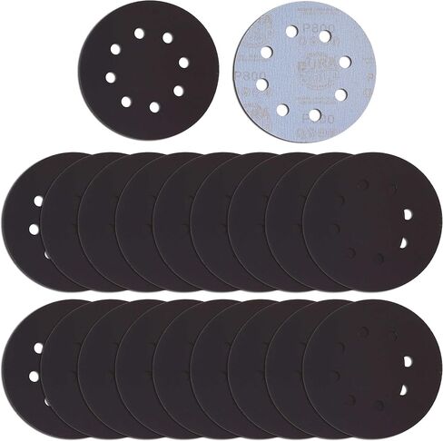 Dura-Gold Premium 5" 8-Hole Wet or Dry Sanding Discs - 800 Grit, Box of 50 - High-Performance Sandpaper Discs with Hook & Loop Backing, Fast Cutting Silicon Carbide, Color Sanding, Car Auto Polishing in Kuwait
