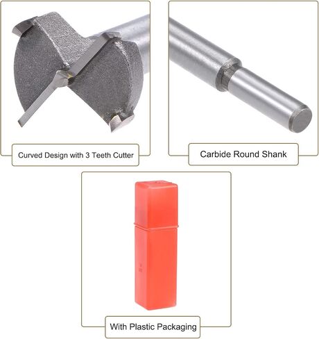 uxcell 20mm and 25mm Forstner Drill Bits Set, Tungsten Carbide Wood Hole Saw Auger Opener Woodworking Hinge Hole Drilling Boring Bit Cutter Gray with Case in Saudi Arabia