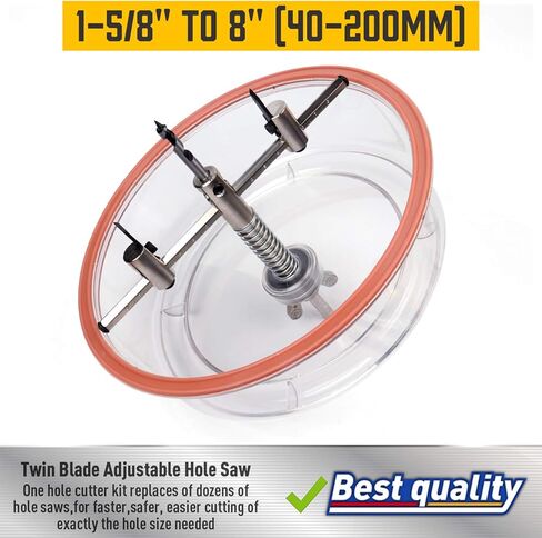 Amartisan Hole Cutter, 1-5/8" to 8" (40-200mm) Adjustable Hole Saw Cutter, with ABS Dust Shield for recessed Lights, Ceiling Speakers, Vent Holes in Kuwait