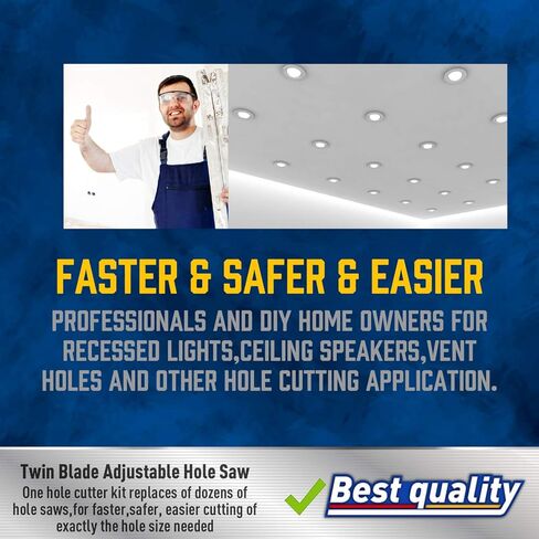 Amartisan Hole Cutter, 1-5/8" to 8" (40-200mm) Adjustable Hole Saw Cutter, with ABS Dust Shield for recessed Lights, Ceiling Speakers, Vent Holes in Kuwait