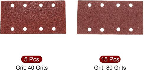 uxcell 1/3 Sanding Sheet 40 Grits 80 Grits 8 Hole Hook and Loop Sander Pads Sandpaper 20pcs in Saudi Arabia