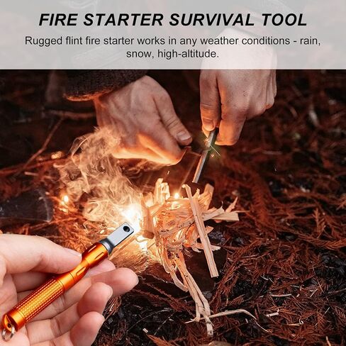 Bushcraft Gear for Survival Settlers Bushscraft Hand Auger Wrench with Flint Scotch Eye Wood Drill Peg and Manual Hole Maker Multitool with leather Case Camping brown in Kuwait