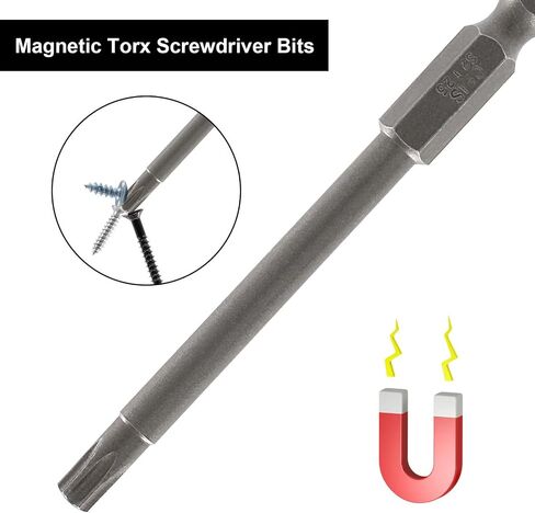 T10 Magnetic Torx Head Screwdriver Bits, 10Pcs | 3 Inch Length, 1/4 Inch Hex Shank, S2 Steel, Security Tamper Proof, 6 Point Star in Kuwait