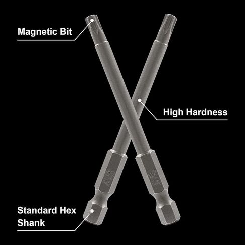 T10 Magnetic Torx Head Screwdriver Bits, 10Pcs | 3 Inch Length, 1/4 Inch Hex Shank, S2 Steel, Security Tamper Proof, 6 Point Star in Kuwait