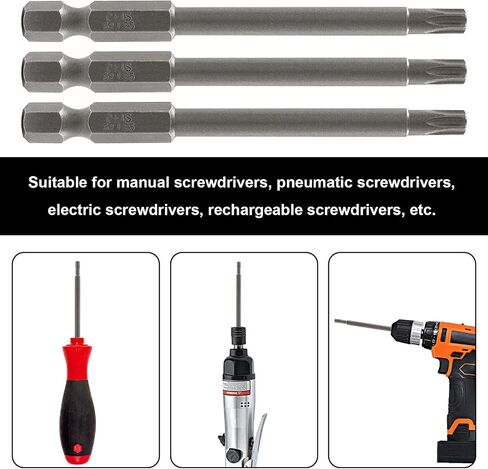 T10 Magnetic Torx Head Screwdriver Bits, 10Pcs | 3 Inch Length, 1/4 Inch Hex Shank, S2 Steel, Security Tamper Proof, 6 Point Star in Kuwait