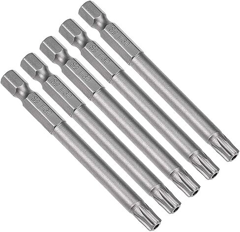 uxcell 5 Pcs T10 Magnetic Torx Screwdriver Bits, 1/4 Inch Hex Shank 3-inch Length S2 Security Tamper Proof Screw Driver Kit Tools in Saudi Arabia
