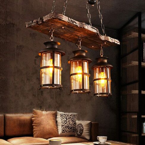 Ceilijng Light، 3 ثريا ريفية خفيفة من الخشب قلادة إضاءة صناعية لمطعم مقهى بار 110 فولت أمريكي in Kuwait