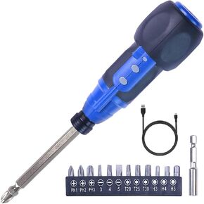 Terokota 3.6V Cordless Power Screwdriver, USB Rechargeable Electric Screwdriver with Philips, Flat, Hex, Star Bits, 1/4Socket Adapters, Magnetic Dual Heads Bit & LED Light in Kuwait