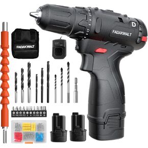 FADAKWALT 16V Cordless Drill Set,Power Drill Kit with 2 Batteries and charger, 3/8-Inch Keyless Chuck, 21+1 Torque Setting Power Tools Kit，2 Variable Speed,320nch-lbs with LED Electric Drill Set in Saudi Arabia