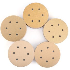 LotFancy 6 Inch 6 Hole Sanding Discs, 100PCS 60 80 120 150 220 Grit Sandpaper Assortment - Random Orbital Sander Pad, Hook and Loop Sand Paper