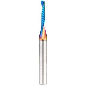 أداة Amana Tool 57361-K Spektra مطلية بـ SC حلزوني O فلوت مفرد محسّن بلمسة نهائية من البلاستيك قطع 1/8 D × 3/4 CH × 1/4 SHK × 2-1/2 بوصة طويلة لقمة توجيه CNC مع لمسة نهائية مرآة in Kuwait