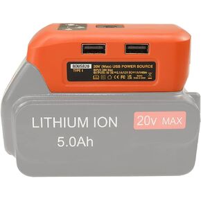 POWRE Source Adapter Converter for 18V Black+Decker Lithium ion BL1514-XJ BL1518-XJ BL2018-XJ BL4018-XJ BL2518-XJ BL2018 BL3018 BL4018 Battery,Dual USB Phone Charger,DC Port Cordless Flashlight in Kuwait