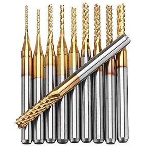 10 قطع 0.8-3 مم من الكربيد المطلي بالتيتانيوم، لقم نقش صغيرة من الكربيد باستخدام الحاسب الآلي، مجموعة لقم التوجيه باستخدام الحاسب الآلي أداة PCB Endmill، ساق 1/8 بوصة لأدوات دريميل الدوارة من ماسانت in Kuwait