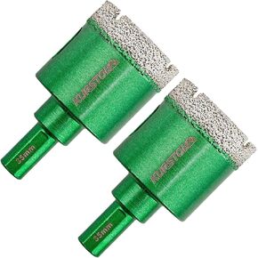 Porcelain Tile Diamond Drill Bits - 2pcs 1-1/4"/32mm Dry Diamond Hole Saw Triangle Shank for Ceramic Marble Granite Stone,Diamond Core Drill Bit Kit Fixed on Drills