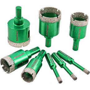 Porcelain Tile Diamond Drill Bits - 2pcs 1-1/4"/32mm Dry Diamond Hole Saw Triangle Shank for Ceramic Marble Granite Stone,Diamond Core Drill Bit Kit Fixed on Drills