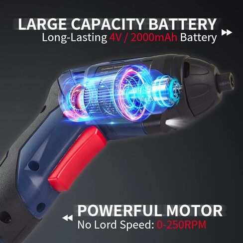 مفك براغي كهربائي 4 فولت من ديكسترا، مجموعة مفكات براغي لاسلكية مع 25 لقمة مغناطيسية، مفكات براغي إلكترونية صغيرة قابلة لإعادة الشحن، بطارية ليثيوم أيون، ضوء عمل LED، حاملات لقم، صندوق تخزين، كابل من النوع C in Kuwait