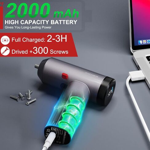 3.6V/4V Power Electric Screwdriver Kit 29pcs Bits, 6N.m Cordless Screwdriver Set, Rechargeable Battery 2000mah, All-in-One Design with Screen/6 Torque/6 Led Lights/USB-C Charging in Saudi Arabia