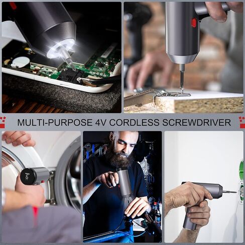 3.6V/4V Power Electric Screwdriver Kit 29pcs Bits, 6N.m Cordless Screwdriver Set, Rechargeable Battery 2000mah, All-in-One Design with Screen/6 Torque/6 Led Lights/USB-C Charging in Saudi Arabia