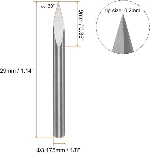 HARFINGTON 2 قطعة لقمة توجيه CNC 4 مم عرقوب 0.2 مم طرف 30 درجة كربيد صلب 3 مزامير للخشب والأكريليك PVC MDF البلاستيك in Saudi Arabia