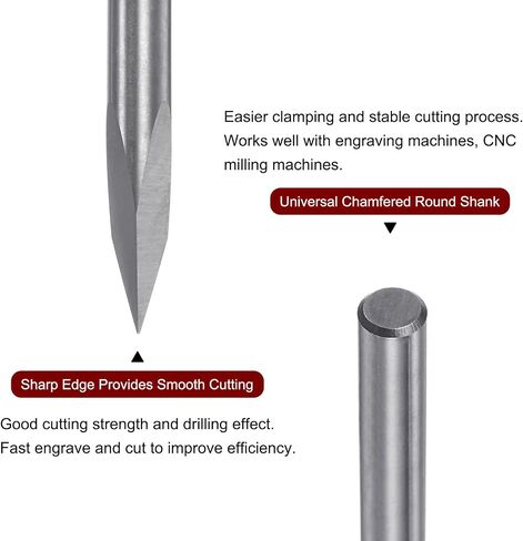 HARFINGTON 2 قطعة لقمة توجيه CNC 4 مم عرقوب 0.2 مم طرف 30 درجة كربيد صلب 3 مزامير للخشب والأكريليك PVC MDF البلاستيك in Saudi Arabia