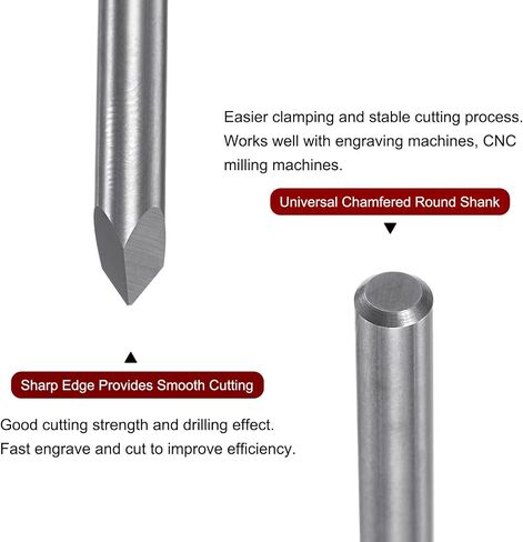 HARFINGTON 2 قطعة لقمة توجيه CNC 4 مم عرقوب 0.2 مم طرف 60 درجة كربيد صلب 3 مزامير للخشب والأكريليك PVC MDF البلاستيك in Kuwait