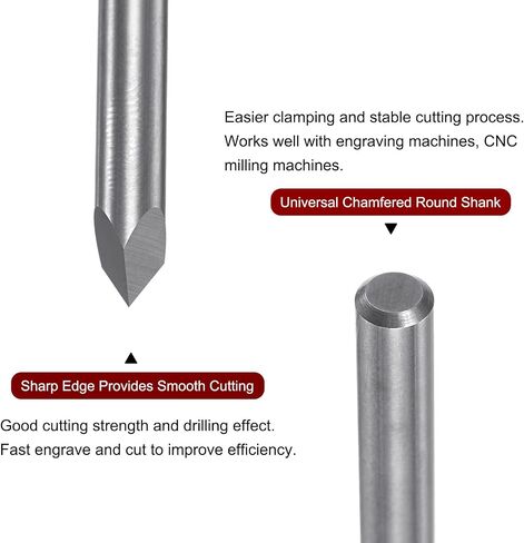 HARFINGTON 2 قطعة لقمة توجيه CNC 4 مم عرقوب 0.2 مم طرف 60 درجة كربيد صلب 3 مزامير للخشب والأكريليك PVC MDF البلاستيك in Kuwait