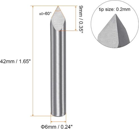 HARFINGTON 2 قطعة لقمة توجيه CNC 4 مم عرقوب 0.2 مم طرف 60 درجة كربيد صلب 3 مزامير للخشب والأكريليك PVC MDF البلاستيك in Kuwait