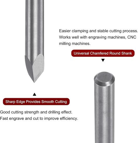 HARFINGTON 2 قطعة لقمة توجيه CNC 4 مم عرقوب 0.2 مم طرف 60 درجة كربيد صلب 3 مزامير للخشب والأكريليك PVC MDF البلاستيك in Kuwait