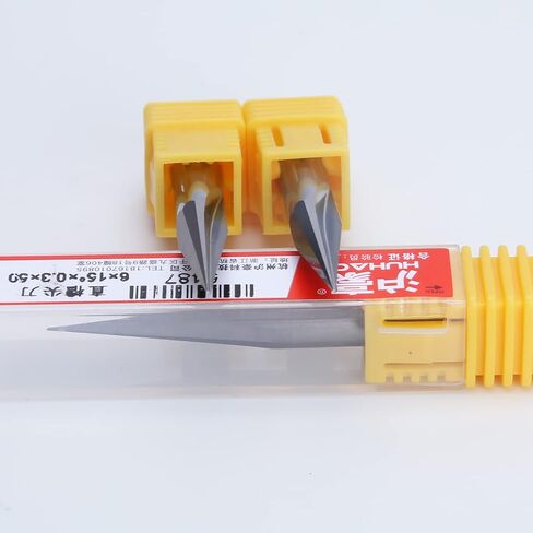 HUHAO 3PCS Carbide Engraving V Groove Cutting Bit 2 Flute Straig 6mm Shank 0.5mm Tip 15 Degree CNC Router Tool Blade for Steel Brass MDF Wood in Saudi Arabia