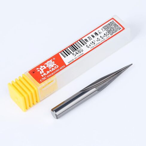 HUHAO 3PCS Carbide Engraving V Groove Cutting Bit 2 Flute Straig 6mm Shank 0.5mm Tip 15 Degree CNC Router Tool Blade for Steel Brass MDF Wood in Saudi Arabia
