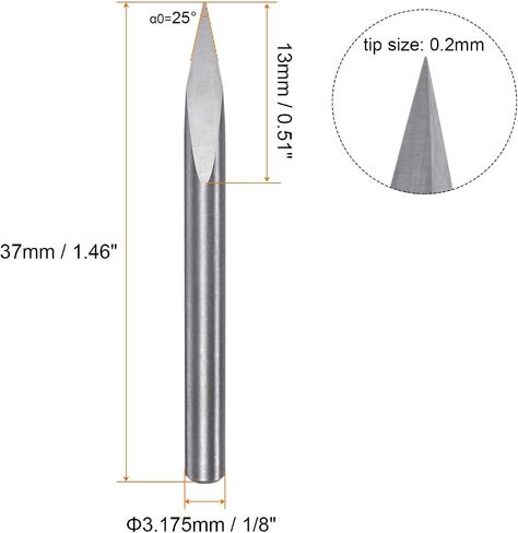 HARFINGTON 2 قطعة لقمة توجيه CNC 4 مم عرقوب 0.2 مم طرف 25 درجة كربيد صلب 3 مزامير للخشب والأكريليك PVC MDF البلاستيك in Kuwait