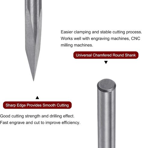HARFINGTON 2 قطعة لقمة توجيه CNC 4 مم عرقوب 0.2 مم طرف 25 درجة كربيد صلب 3 مزامير للخشب والأكريليك PVC MDF البلاستيك in Kuwait
