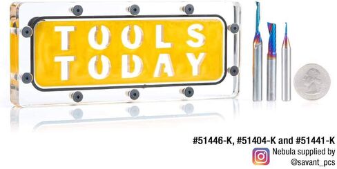 أداة Amana Tool 57361-K Spektra مطلية بـ SC حلزوني O فلوت مفرد محسّن بلمسة نهائية من البلاستيك قطع 1/8 D × 3/4 CH × 1/4 SHK × 2-1/2 بوصة طويلة لقمة توجيه CNC مع لمسة نهائية مرآة in Kuwait