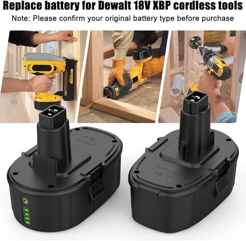 Powilling 2Pack 5.0Ah 18V DC9096 لبطارية Dewalt XRP، بطارية لـ Dewalt DC9098 DC9099 DE9039 DE9096 DE9098 DW9099 DW9098 DE9503 ليثيوم أيون in Kuwait