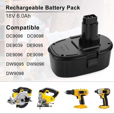 Powilling 2Pack 5.0Ah 18V DC9096 لبطارية Dewalt XRP، بطارية لـ Dewalt DC9098 DC9099 DE9039 DE9096 DE9098 DW9099 DW9098 DE9503 ليثيوم أيون in Kuwait