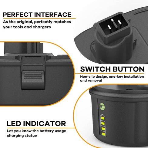 Powilling 2Pack 5.0Ah 18V DC9096 لبطارية Dewalt XRP، بطارية لـ Dewalt DC9098 DC9099 DE9039 DE9096 DE9098 DW9099 DW9098 DE9503 ليثيوم أيون in Kuwait