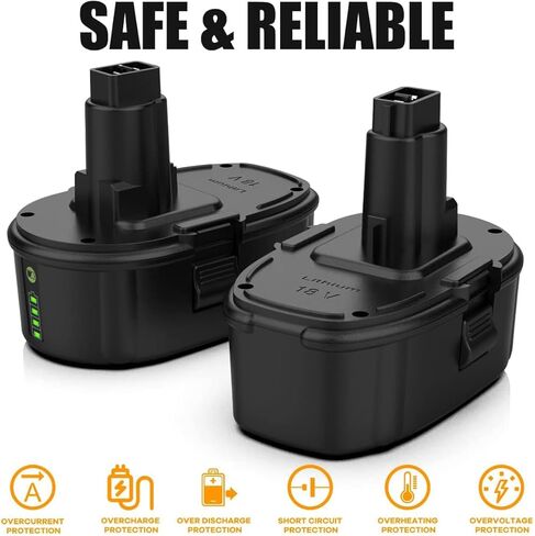 Powilling 2Pack 5.0Ah 18V DC9096 لبطارية Dewalt XRP، بطارية لـ Dewalt DC9098 DC9099 DE9039 DE9096 DE9098 DW9099 DW9098 DE9503 ليثيوم أيون in Kuwait