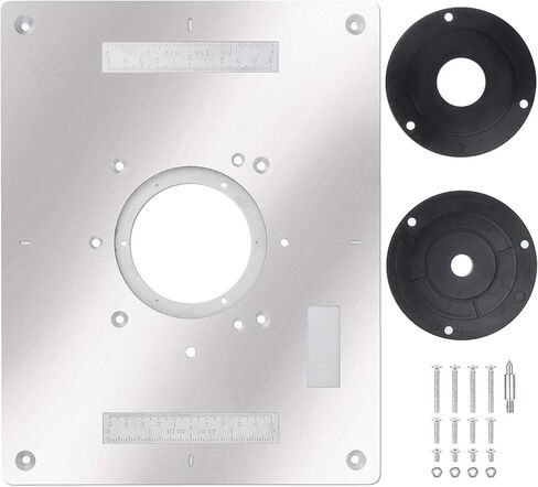 PIAOPIAONIU 1 Pcs Aluminum Router Table Insert Plate for Popular Trimmers Routers DIY Woodworking with Rings and Screws for Woodworking Benches Router Table Plate Mounting Base Plate in Kuwait