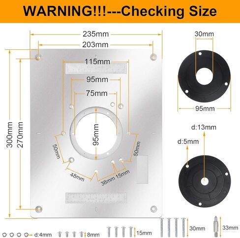 PIAOPIAONIU 1 Pcs Aluminum Router Table Insert Plate for Popular Trimmers Routers DIY Woodworking with Rings and Screws for Woodworking Benches Router Table Plate Mounting Base Plate in Kuwait