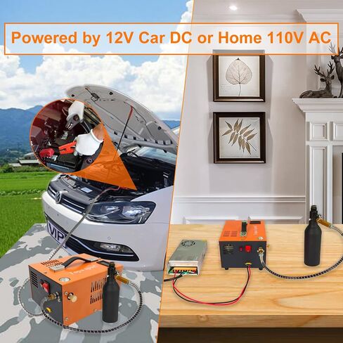 TOPA SPORT Portable PCP Air Compressor 4500Psi/30Mpa/300Bar Compressor for PCP Rifle and Paintball Tank Air Pump, Powered by 12V Car DC or Home 110V AC with Power Converter and Oil-Moisture Filter in Saudi Arabia