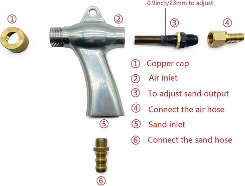 Sand Blaster Gun Kit Soda Blaster Air Siphon Sandblaster Gun with Boron Carbide Sandblasting Nozzle Power Abrasive Sand Blasters Spray Gun Set Portable（6mm） in Kuwait